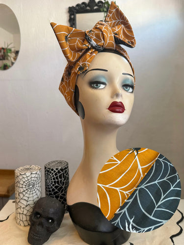 Spooky spiderweb headscarf bandana 