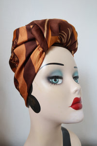 Brown and orange floral vintage headscarf  