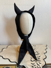 Load image into Gallery viewer, Handmade black devil horned bonnet 