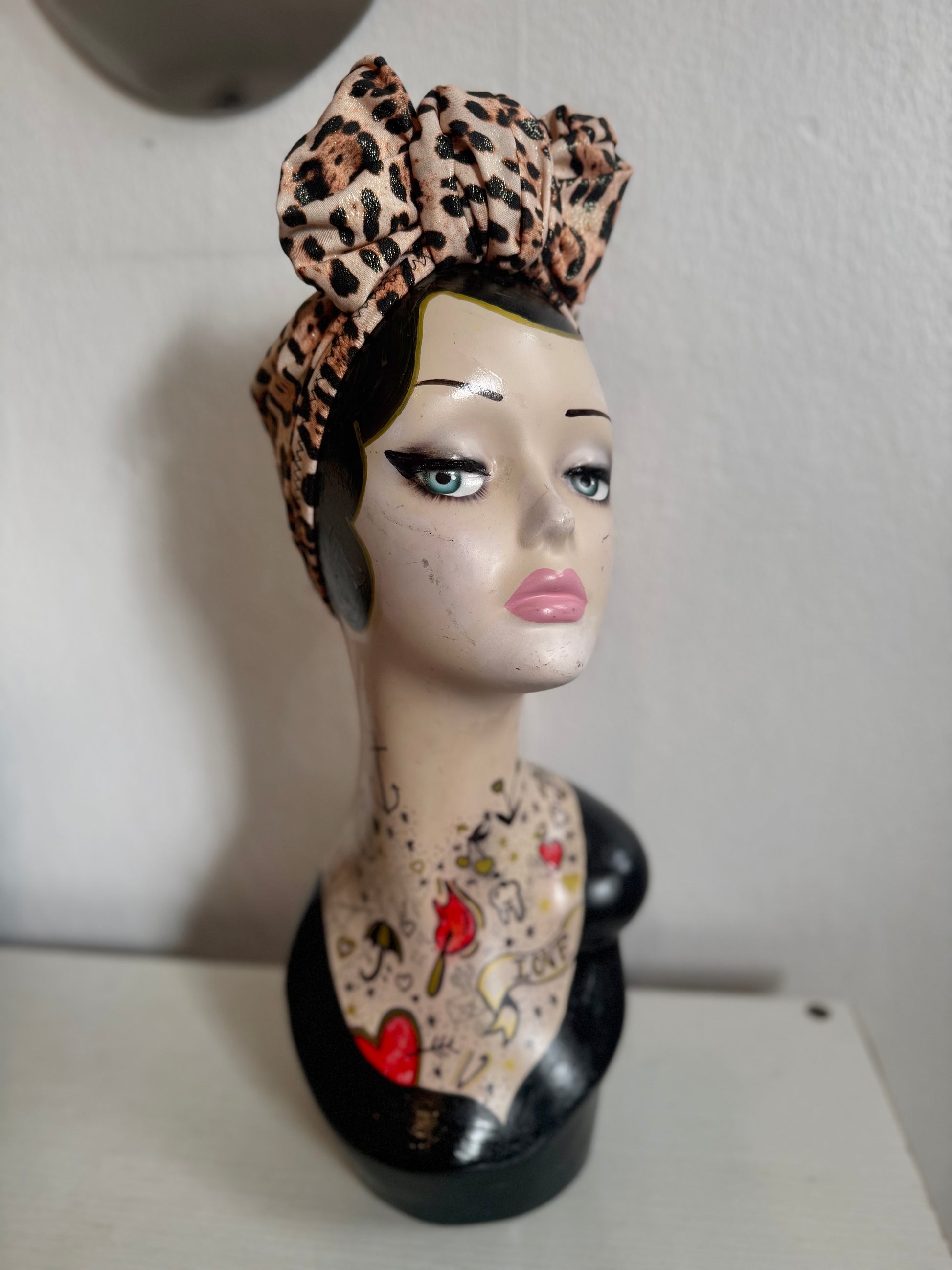 Sparkly leopard print turban 