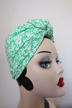 Load image into Gallery viewer, Floral green vintage headscarf