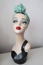 Load image into Gallery viewer, SALE ITEM: SMALL KNOT Mint Polka Dot (Full Coverage) 1940s Style Pre-tied Turban