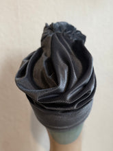 Load image into Gallery viewer, 50% OFF SALE ITEM: Ribbed Grey Velvet (Full Coverage) 1940s Style Pre-tied Turban