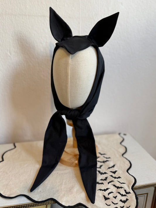 Bat Ear Bonnet in Black