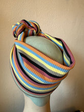 Load image into Gallery viewer, SMALL KNOT Vintage Style Pre-tied Headband in Stripes