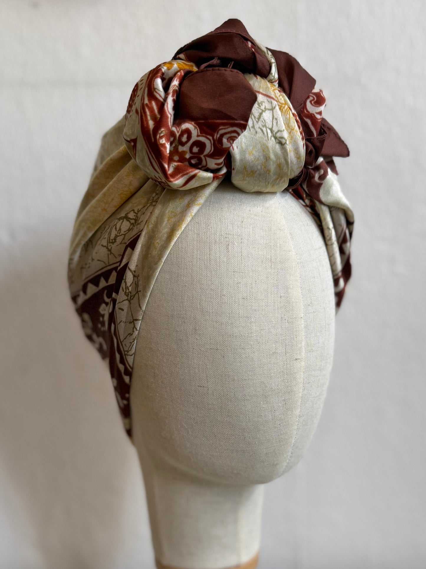 Brown Floral Print True Vintage Scarf
