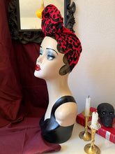 Load image into Gallery viewer, Red leopard print gothabilly rockabilly turban