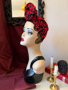 Red leopard print gothabilly rockabilly turban