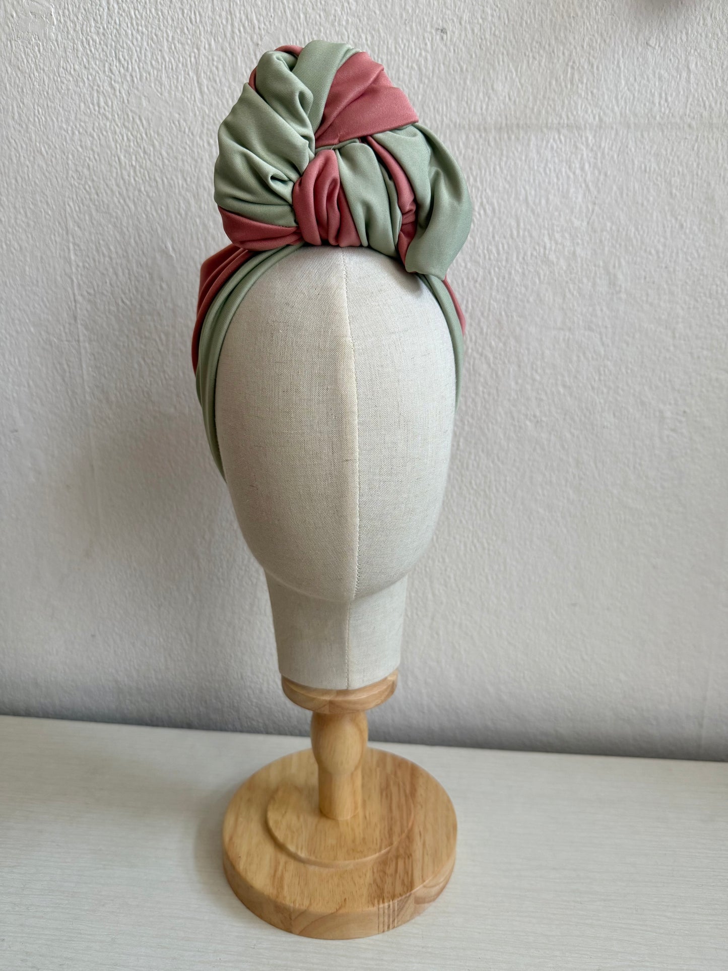 50% OFF SALE ITEM: Vintage Style Pre-tied Headband in Sage Green & Dusty Pink