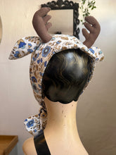 Load image into Gallery viewer, Display head with floral deer antler headband surrounded by decorative mushrooms and leaves.