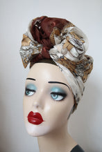 Load image into Gallery viewer, Brown true vintage headscarf  