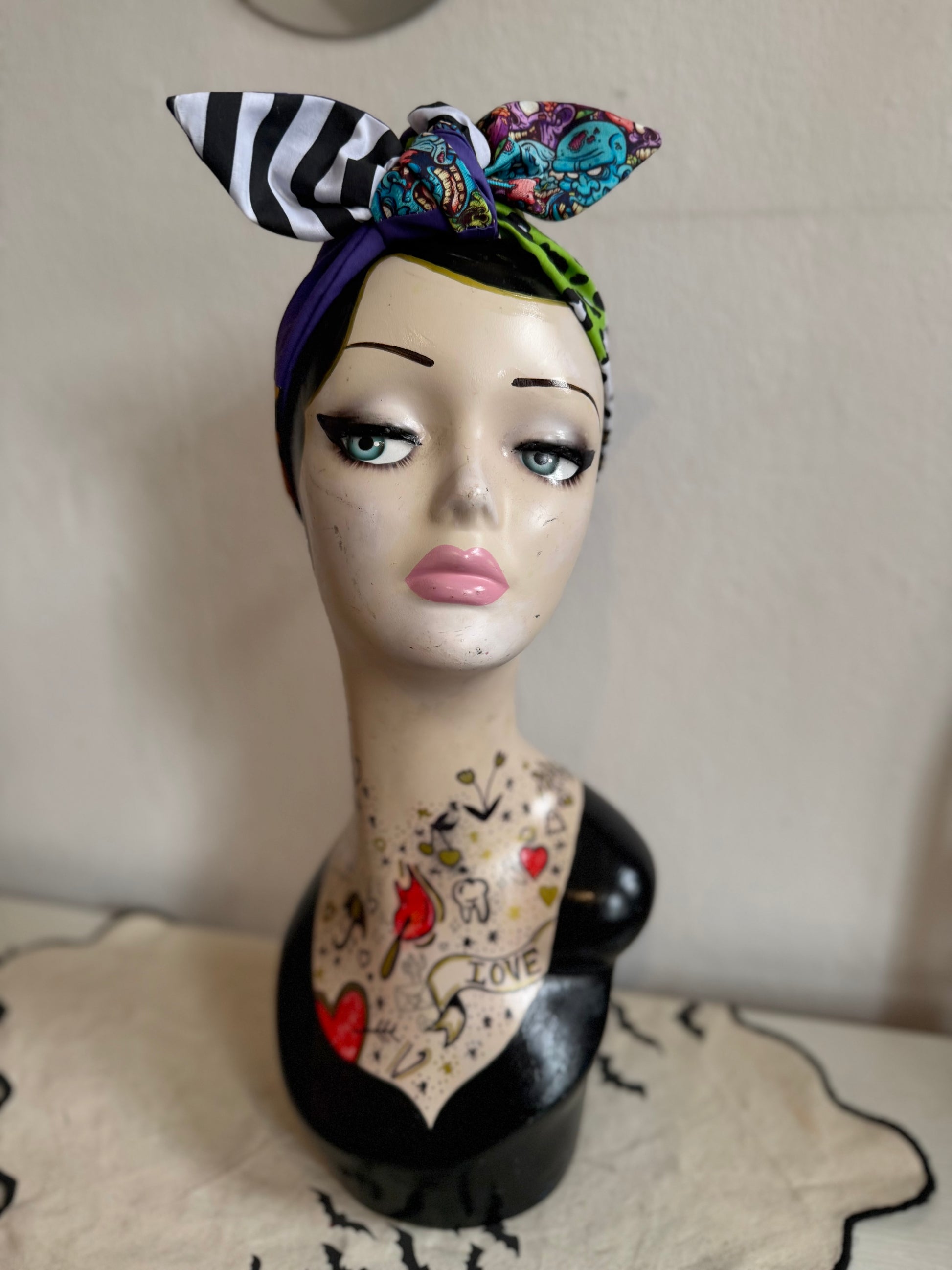nostalgic 90s halloween summerween patchwork headscarf