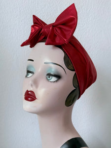 BOW KNOT Red Metallic Pre-tied Vintage Style Headband