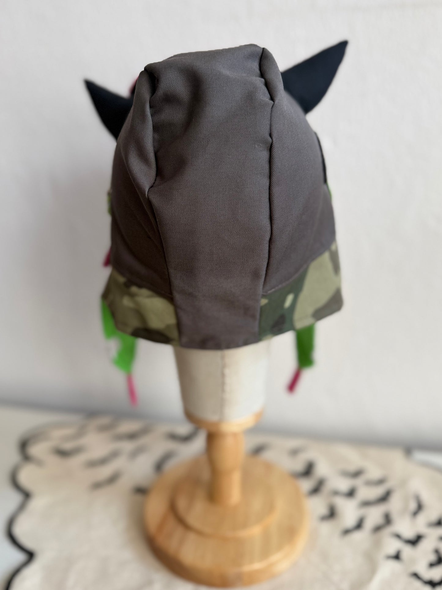 Green Camo/Grey - Horned Aviator Cap