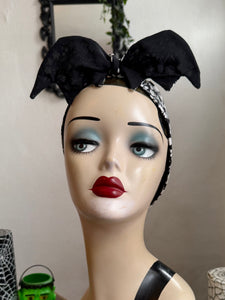 Gothic Halloween alternative fashion bat headscarf dark floral 