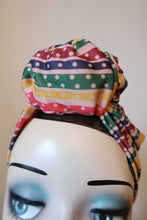 Load image into Gallery viewer, SALE ITEM: SMALL KNOT Multi Striped (Full Coverage) 1940s Style Pre-tied Turban