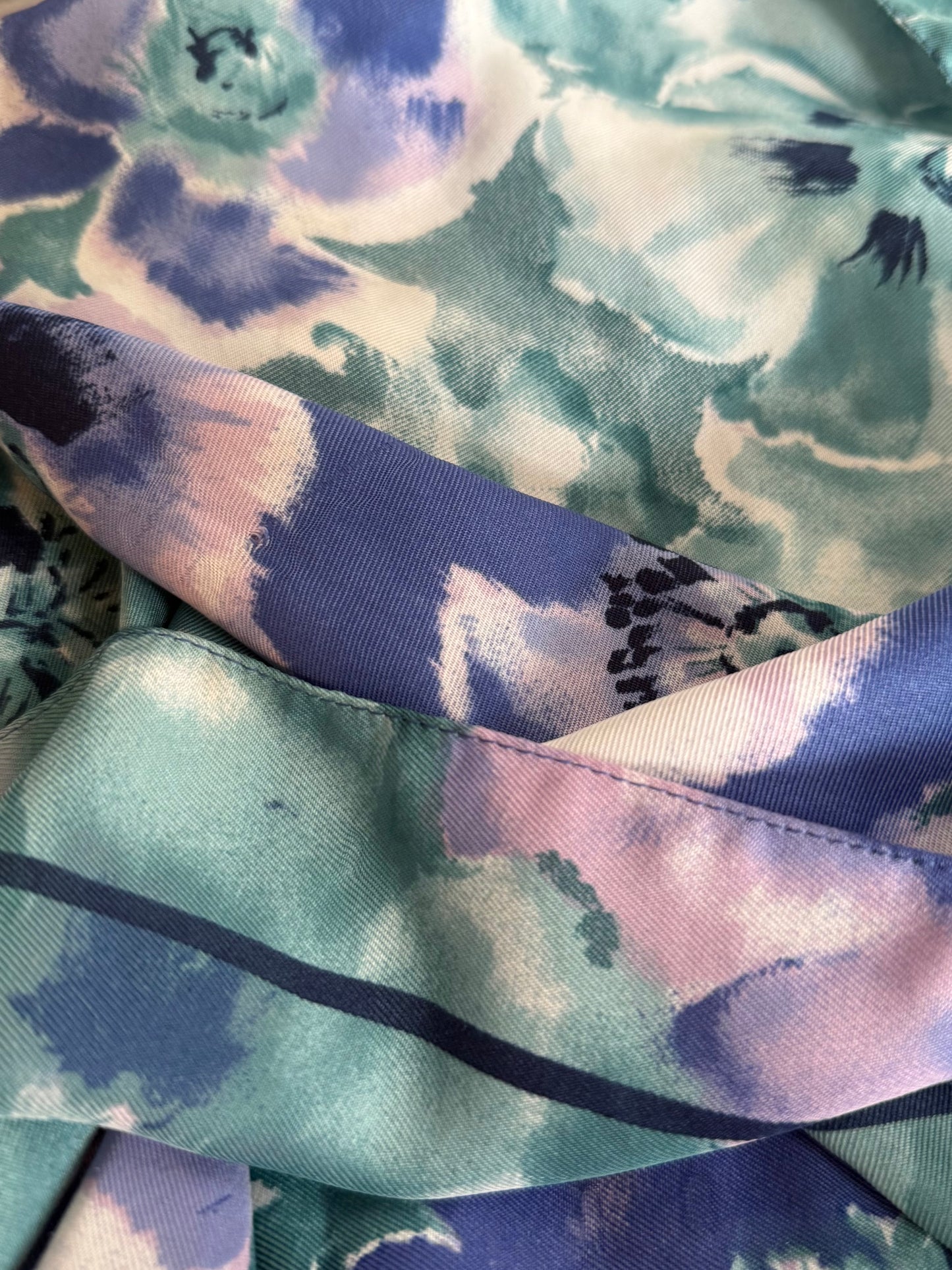 Blue/Purple Abstract Floral Print True Vintage Scarf