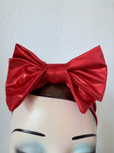 Load image into Gallery viewer, Red metallic bow headband party Christmas festive burlesque vintage  