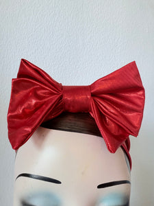 Red metallic bow headband party Christmas festive burlesque vintage  