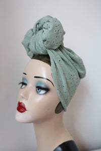 Sage green 1940s turban