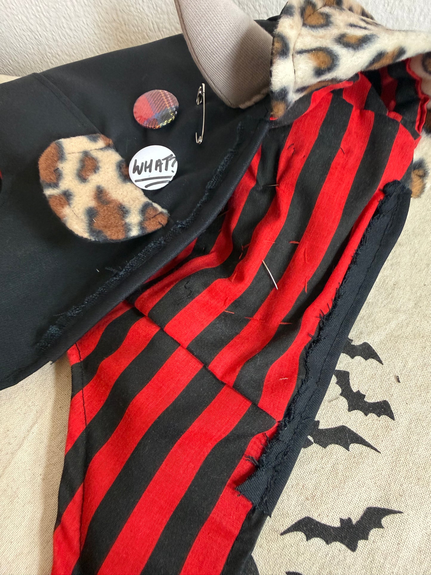 Black/Red Stripe - Horned Aviator Cap