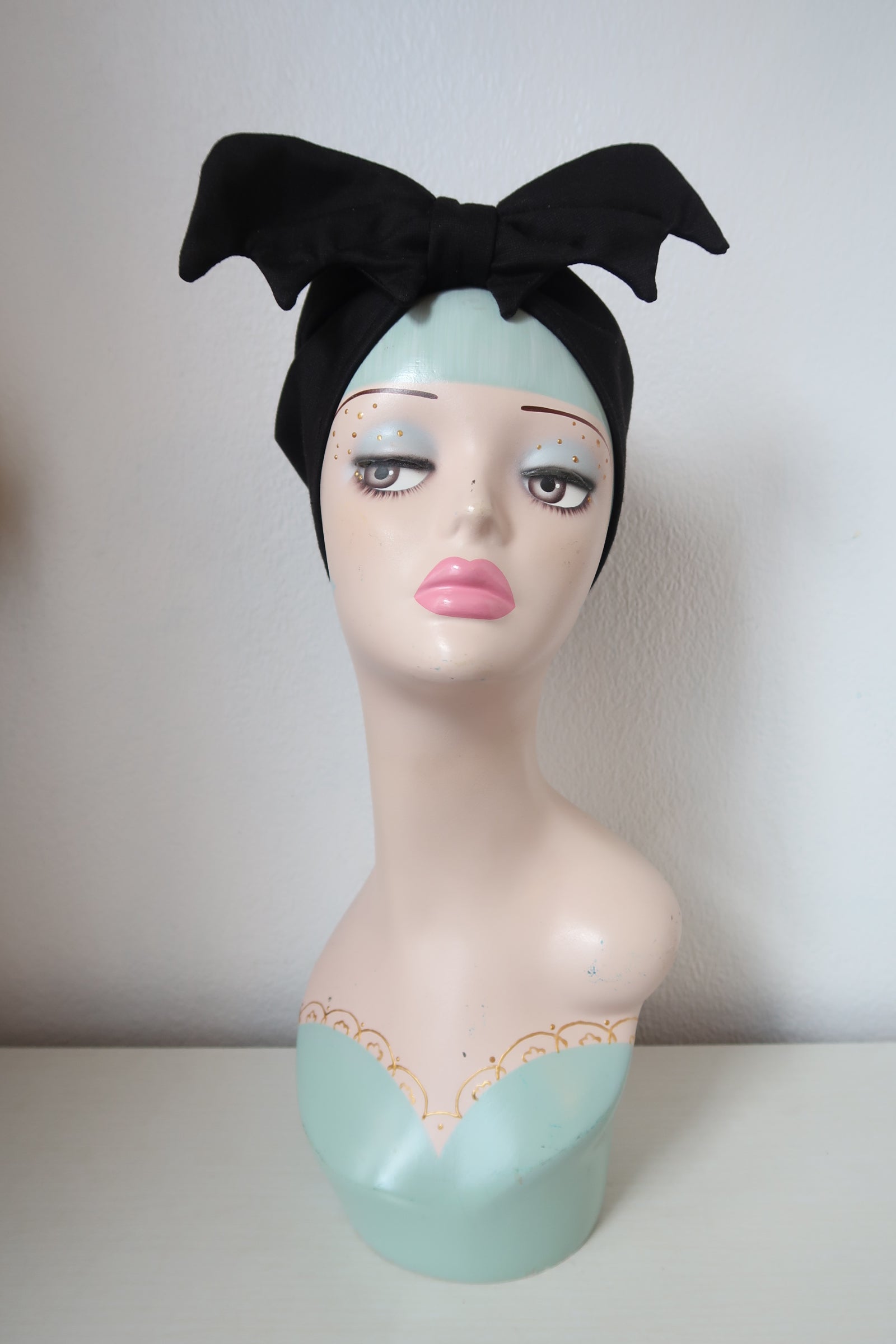 handmade halloween black gothic alt fashion bat turban 