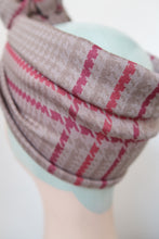 Load image into Gallery viewer, SALE ITEM: SLOUCHY KNOT Vintage Style Pre-tied Headband in Grey &amp; Pink Houndstooth