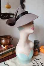 Load image into Gallery viewer, Grey vintage style witch hat