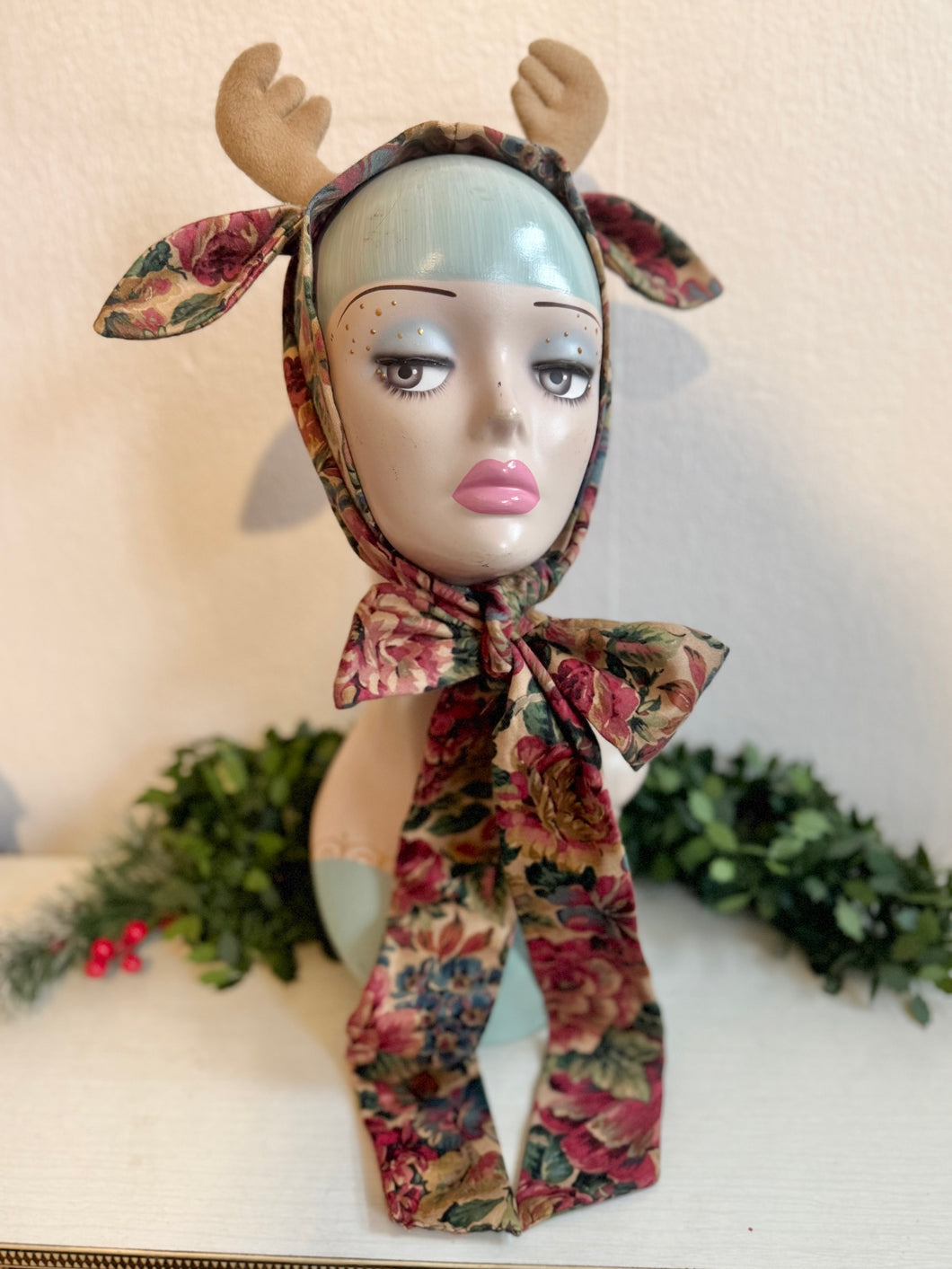 Little Deer Headband (pink & green floral)