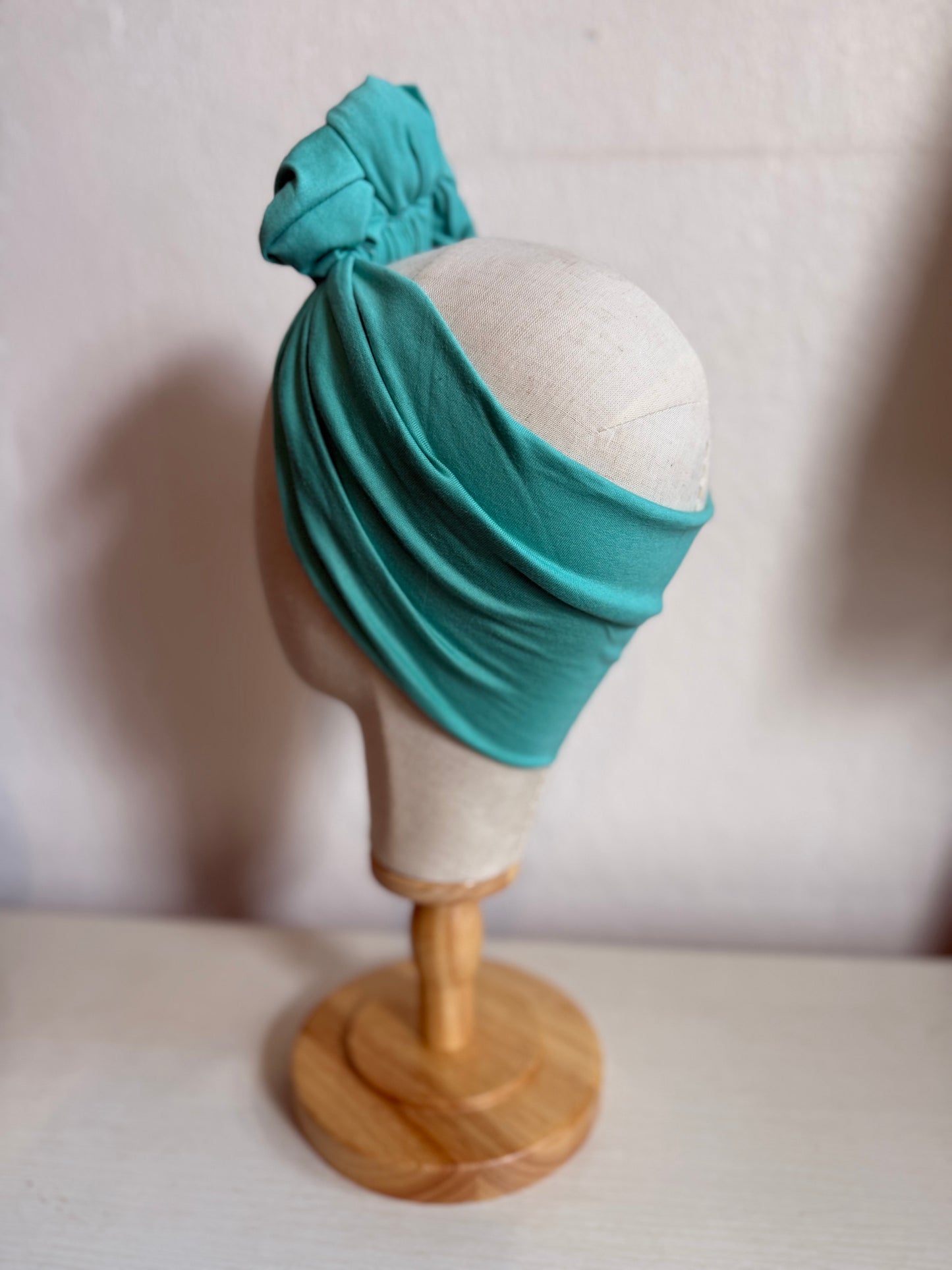 Turquoise/Aqua Vintage Style Pre-tied Headband with Slouchy Knot
