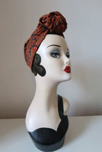 Load image into Gallery viewer, Pumpkin orange paisley handmade 1940s turban