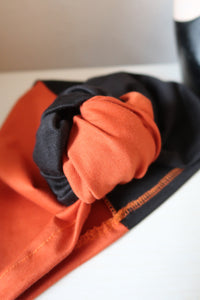 Pumpkin orange & black handmade 1940s turban