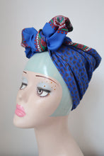 Load image into Gallery viewer, Royal blue vintage headscarf