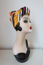 Load image into Gallery viewer, Striped mustard yellow 1940s headscarf 