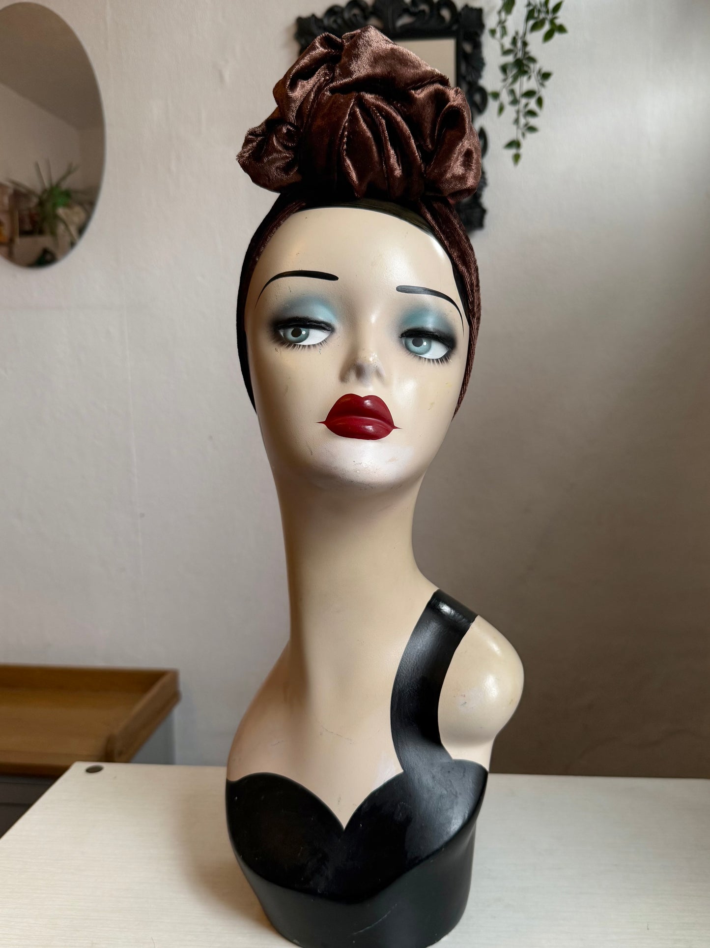 brown velvet headband