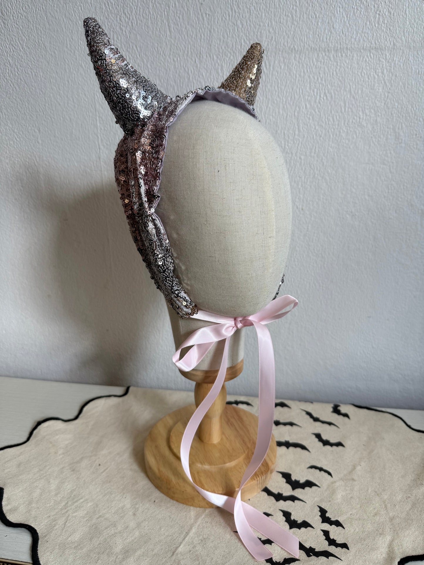 Sliver/Pink/Bronze Sparkly Devil Headpiece