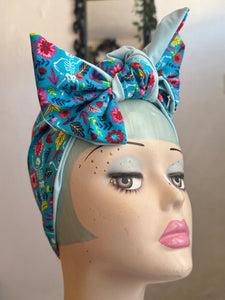 Bright skeleton Summerween print headscarf bandana 