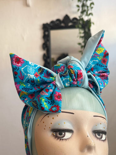 Bright skeleton Summerween print headscarf bandana 