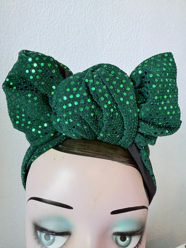 Green sequin party Christmas festive burlesque vintage glamorous headband 