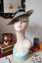 Load image into Gallery viewer, Vintage style grey witch hat 