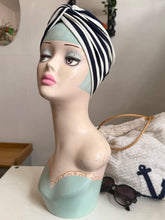 Load image into Gallery viewer, Nautical striped rockabilly headscarf