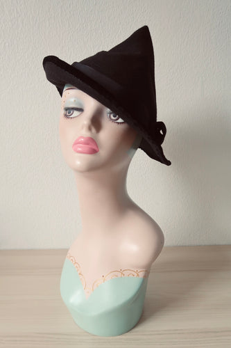 Vintage 1930s/1940s Handmade Black Witch Hat (made to order)