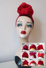 Load image into Gallery viewer, Red vintage headband headscarf 