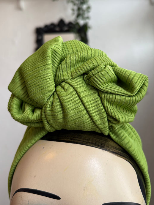 Bright lime green vintage headband headscarf  
