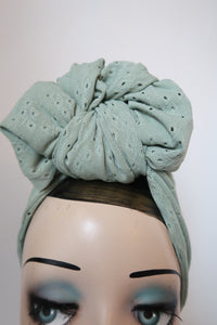 Sage green 1940s turban
