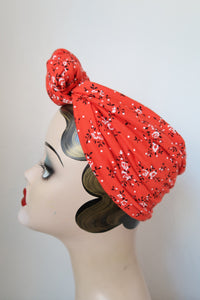 Red floral vintage jersey headband 