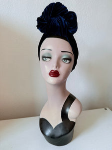 Blue velvet glamorous festive headband 