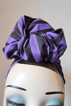 Load image into Gallery viewer, Black &amp; purple Halloween handmade goth turban