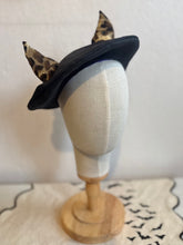 Load image into Gallery viewer, black and leopard print devil horn beret hat