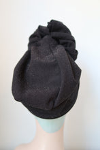 Load image into Gallery viewer, Black Sparkly Lurex turban vintage 1950s